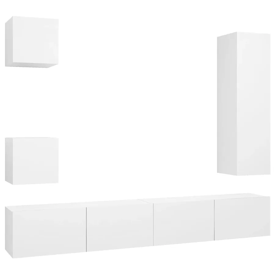 Ensemble de meubles TV 5 pcs Blanc Bois d'ingénierie - 2