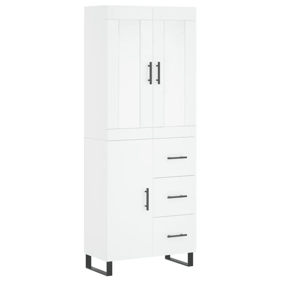 Buffet haut Blanc 69,5x34x180 cm Bois d'ingénierie - 2