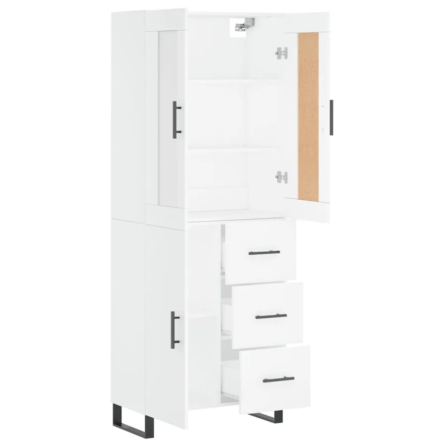 Buffet haut Blanc 69,5x34x180 cm Bois d'ingénierie - 4