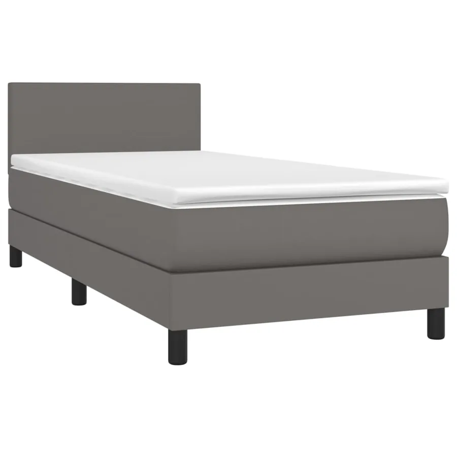Sommier à lattes de lit et matelas et LED Gris 90x190 cm - 3