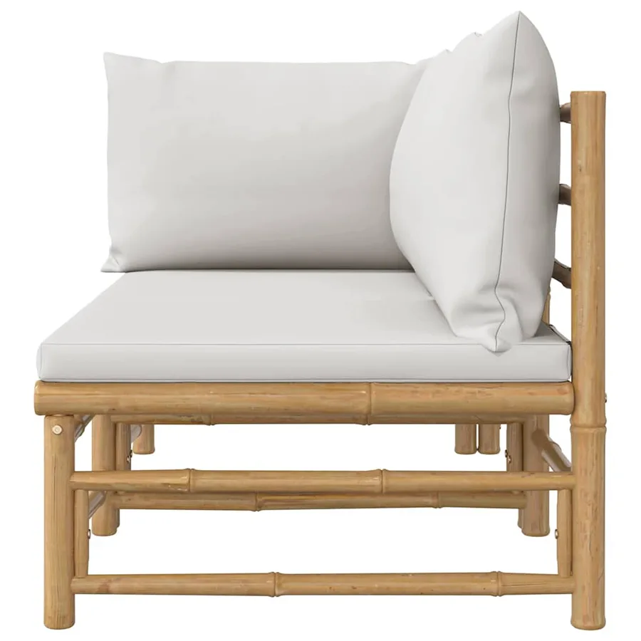 Salon de jardin 2 pcs avec coussins gris clair bambou - 6