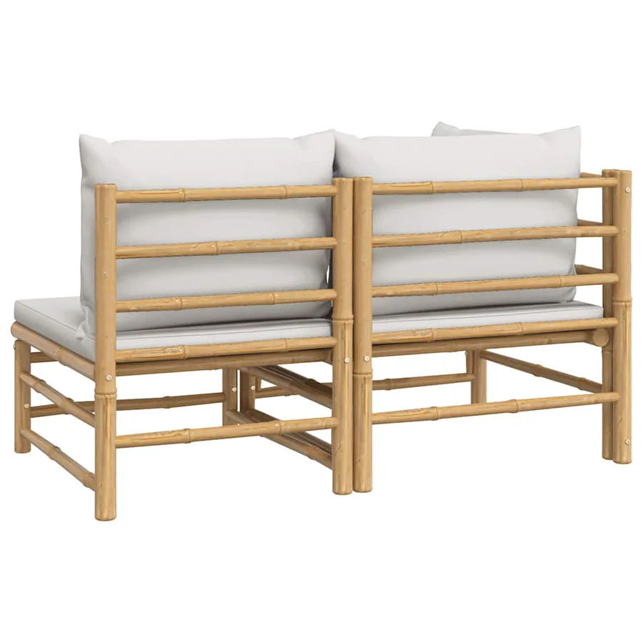 Salon de jardin 2 pcs avec coussins gris clair bambou - 7
