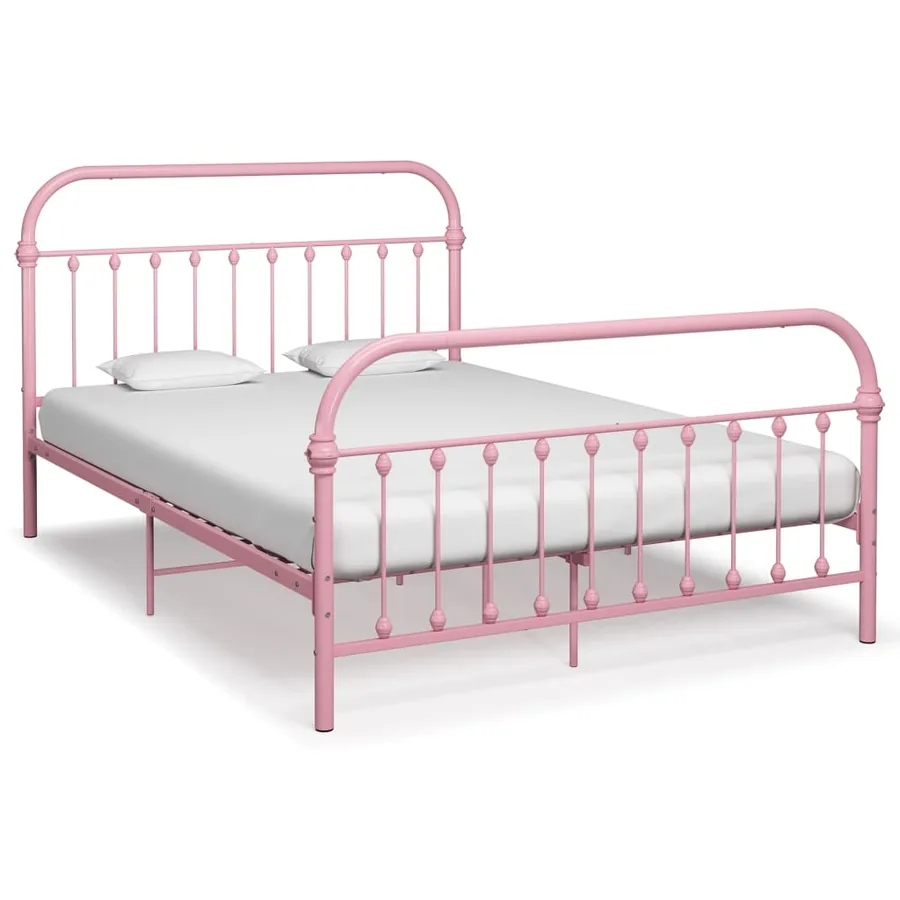 Cadre de lit sans matelas rose métal 140x200 cm