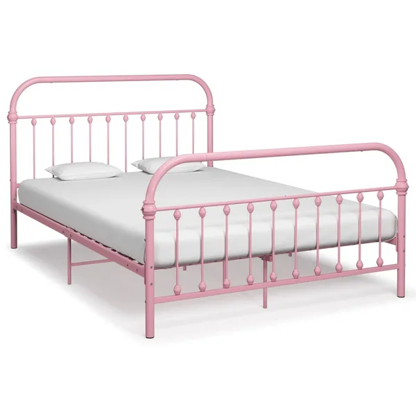 Cadre de lit sans matelas rose métal 140x200 cm
