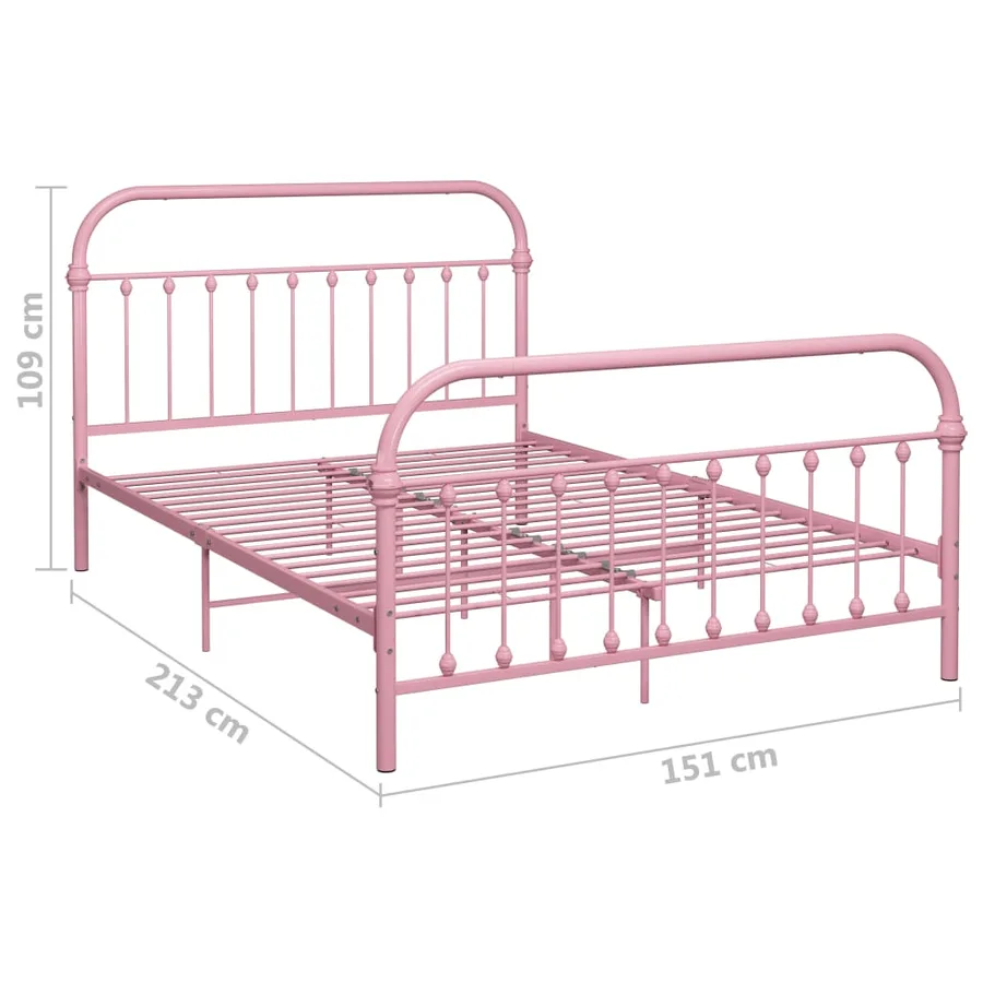 Cadre de lit sans matelas rose métal 140x200 cm - 6