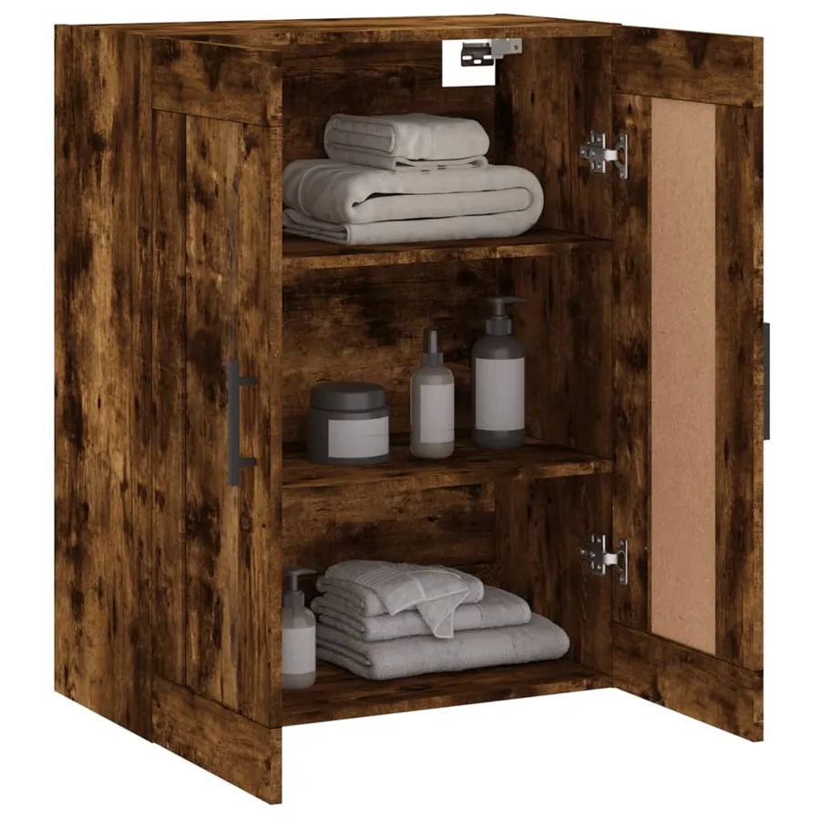 Armoire murale chêne fumé 69,5x34x90 cm bois d'ingénierie - 5