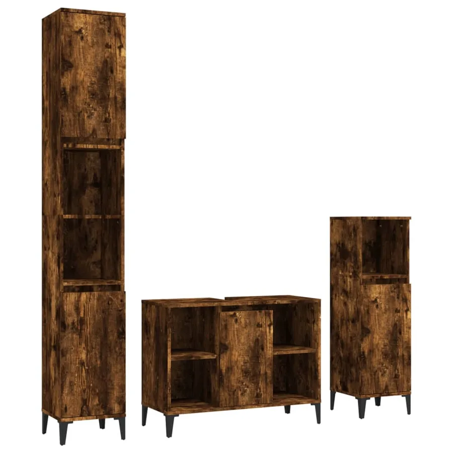 Ensemble de meubles de salle de bain 3 pcs Chêne fumé - 2