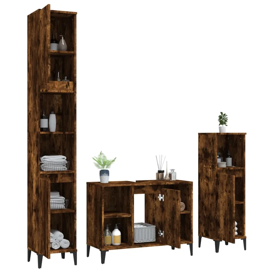 Ensemble de meubles de salle de bain 3 pcs Chêne fumé - 3