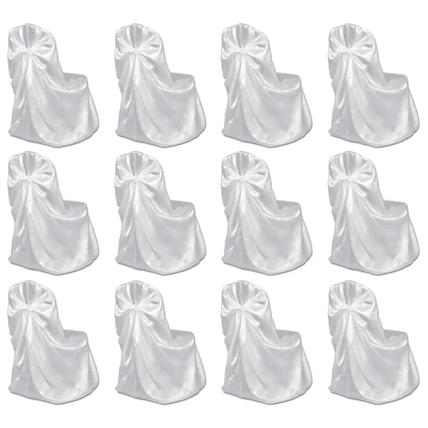 Housses de chaise pour banquet de mariage 12 pcs Blanc