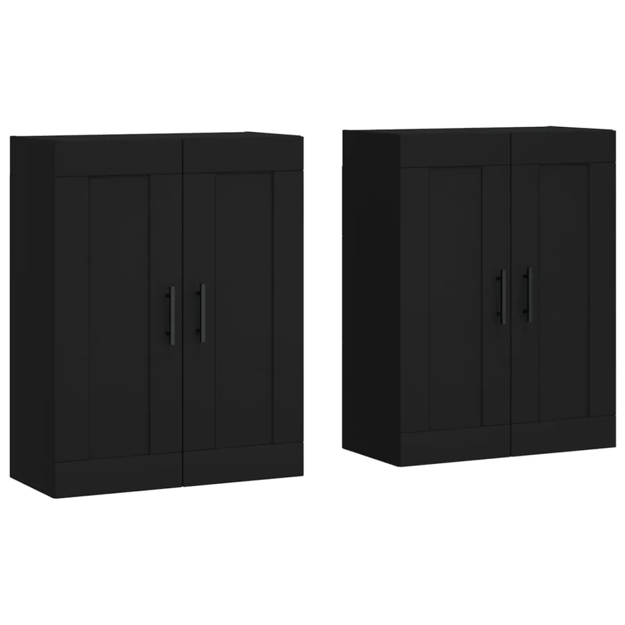 Armoires murales 2 pcs noir bois d'ingénierie - 2