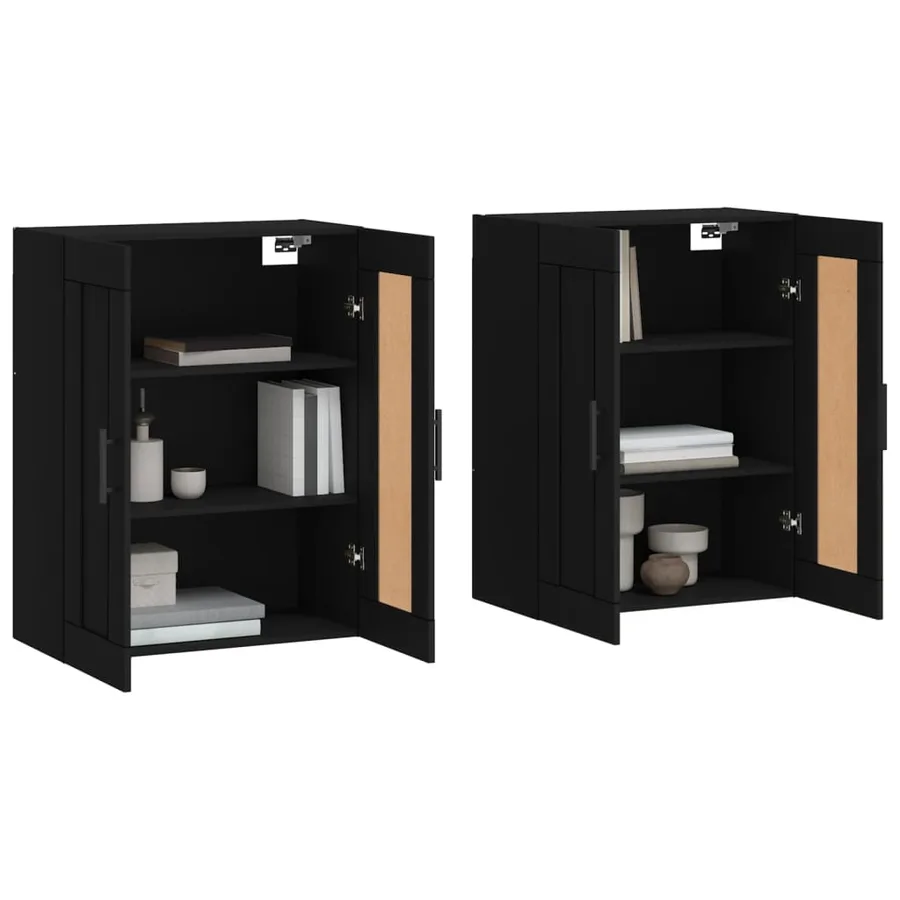 Armoires murales 2 pcs noir bois d'ingénierie - 3