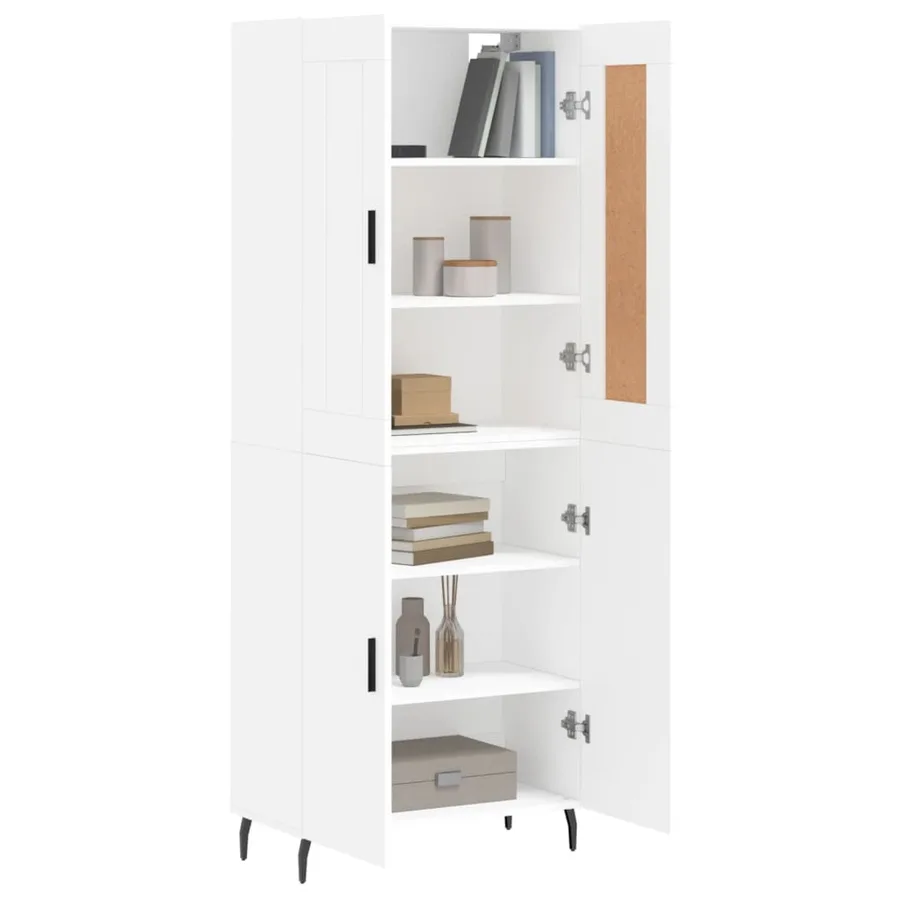 Buffet haut Blanc 69,5x34x180 cm Bois d'ingénierie - 3