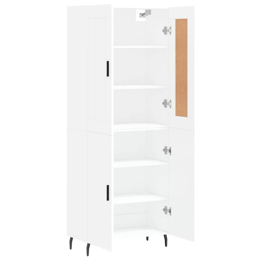 Buffet haut Blanc 69,5x34x180 cm Bois d'ingénierie - 4