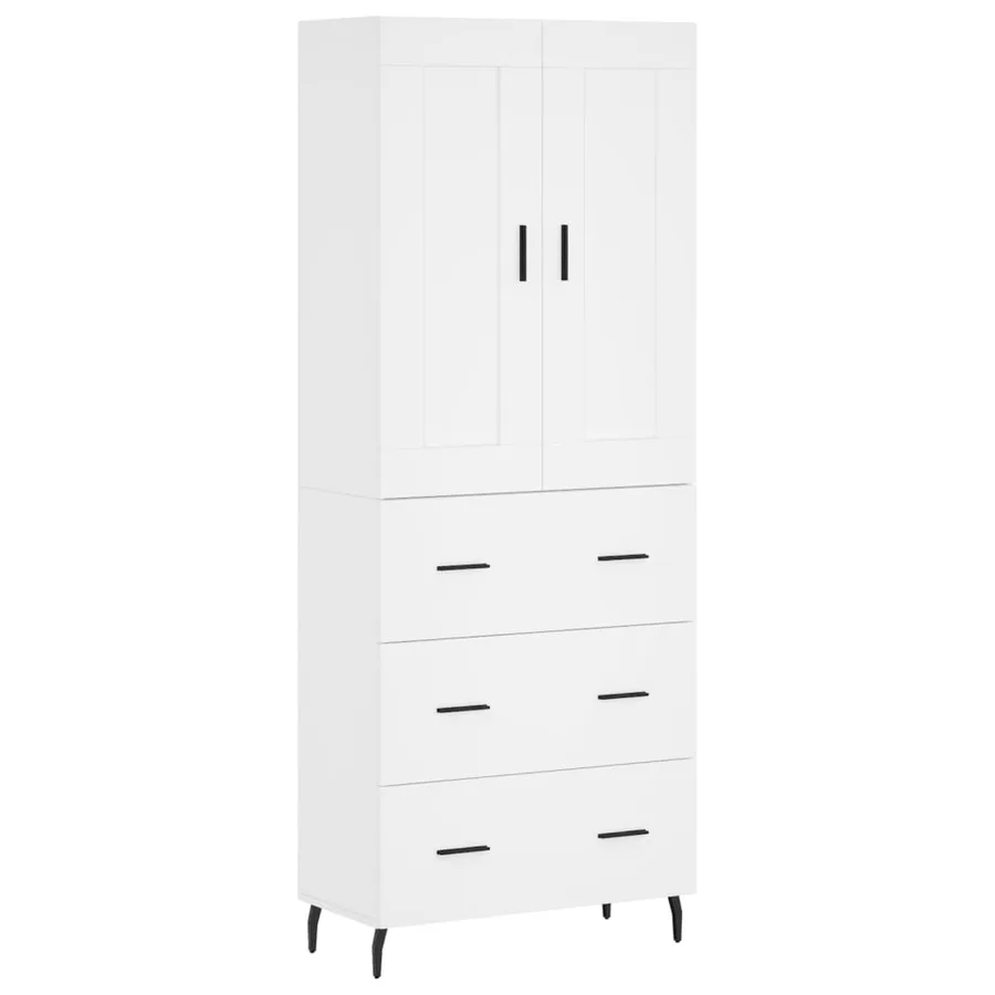 Buffet haut Blanc 69,5x34x180 cm Bois d'ingénierie - 2