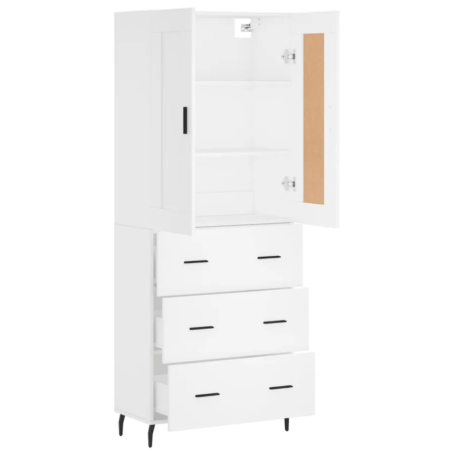 Buffet haut Blanc 69,5x34x180 cm Bois d'ingénierie - 4