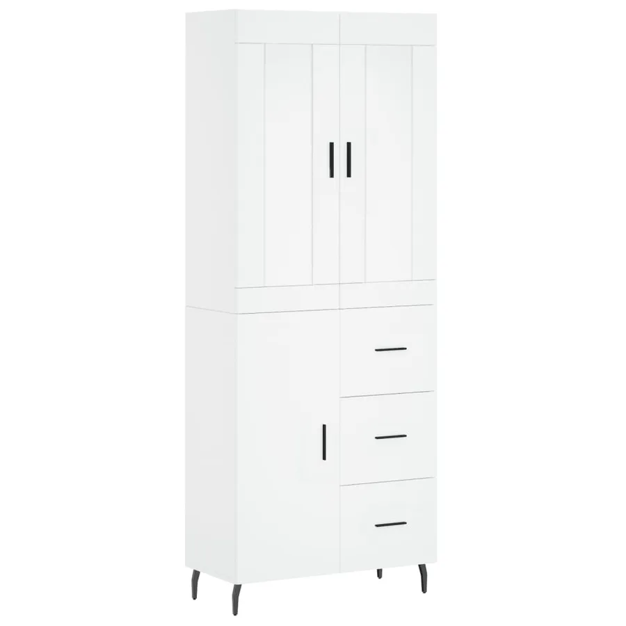 Buffet haut Blanc 69,5x34x180 cm Bois d'ingénierie - 2
