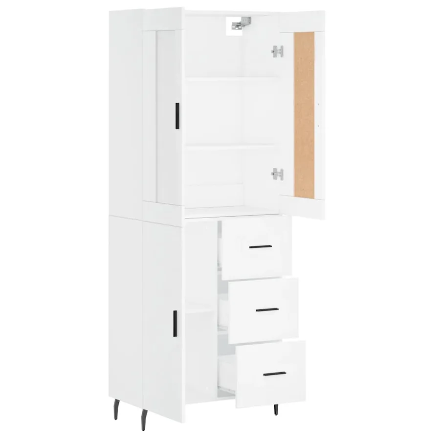 Buffet haut Blanc 69,5x34x180 cm Bois d'ingénierie - 4