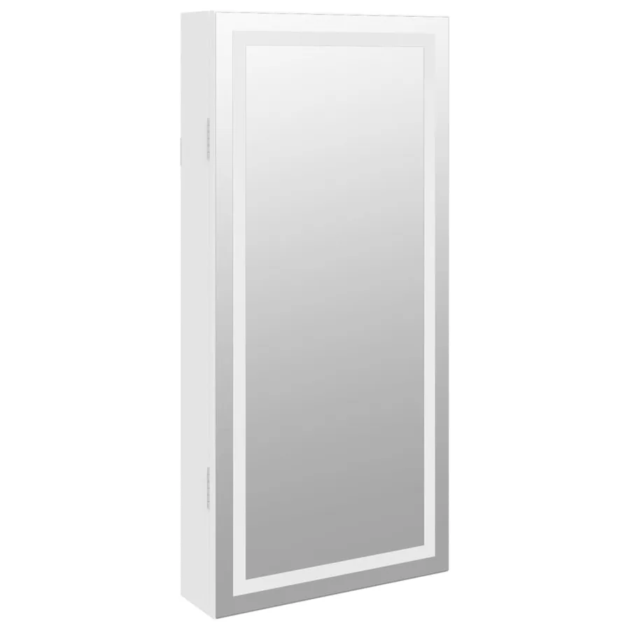 Armoire à bijoux avec miroir et éclairage LED mural blanc - 4