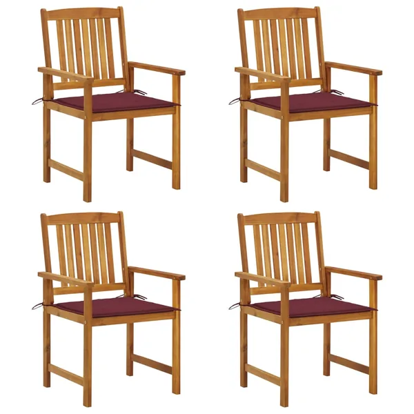 Chaises de jardin avec coussins lot de 4 Bois d'acacia massif