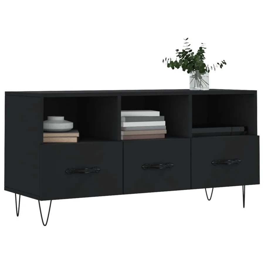 Meuble TV noir 102x36x50 cm bois d'ingénierie - 3