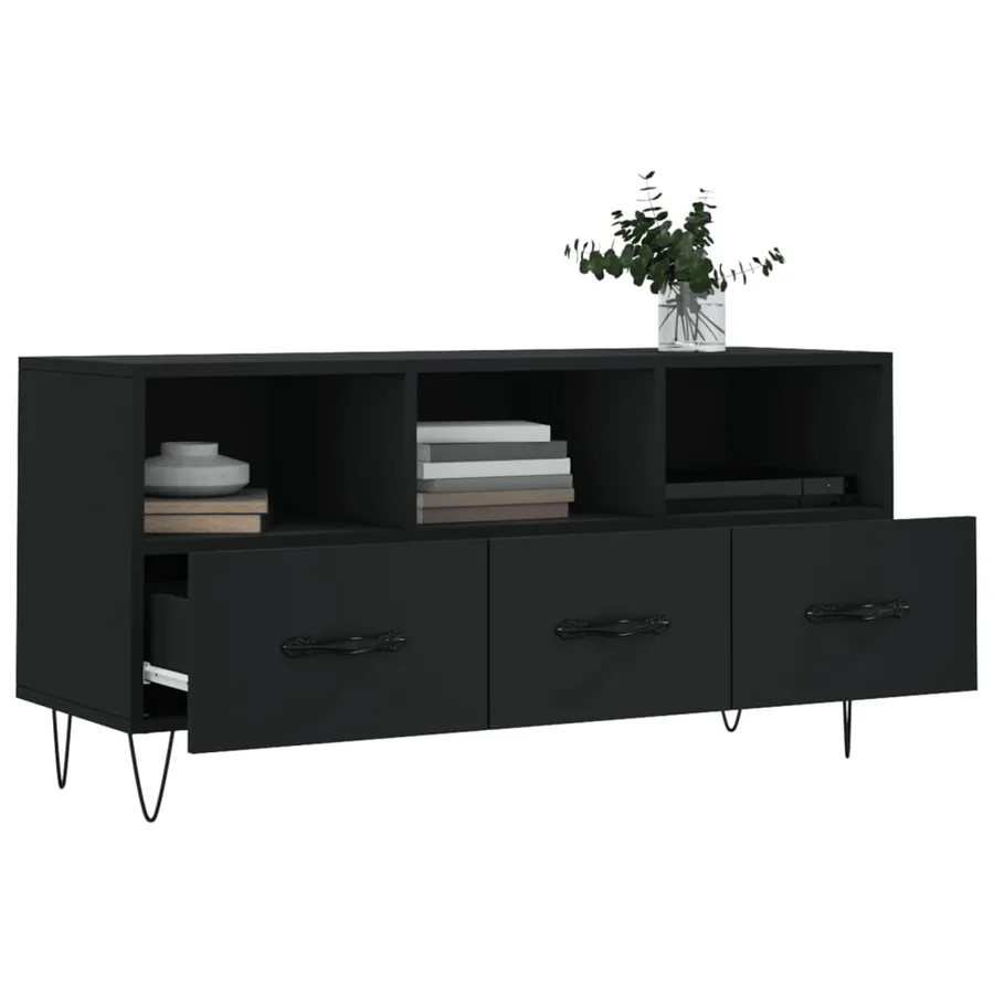 Meuble TV noir 102x36x50 cm bois d'ingénierie - 4