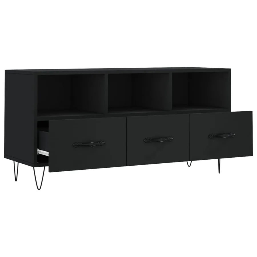 Meuble TV noir 102x36x50 cm bois d'ingénierie - 6