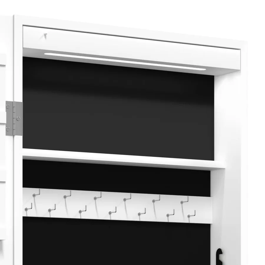 Armoire à bijoux avec miroir et éclairage LED mural blanc - 11