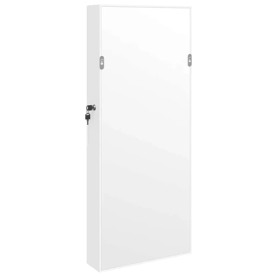 Armoire à bijoux avec miroir et éclairage LED mural blanc - 6