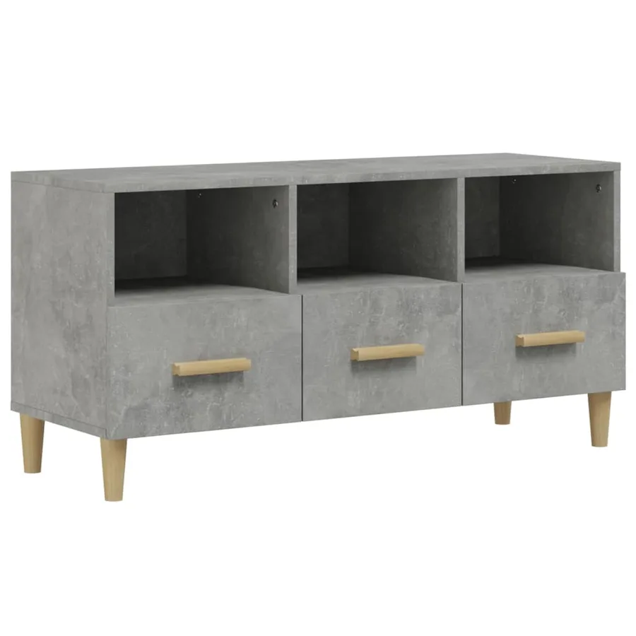 Meuble TV gris béton 102x36x50 cm bois d'ingénierie - 2