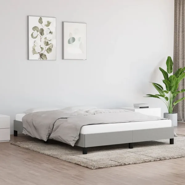 Cadre de lit sans matelas gris clair 140x200 cm tissu