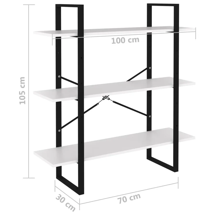Bibliothèque blanc 100x30x105 cm bois d’ingénierie - 7