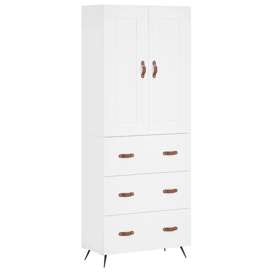 Buffet haut Blanc 69,5x34x180 cm Bois d'ingénierie - 2