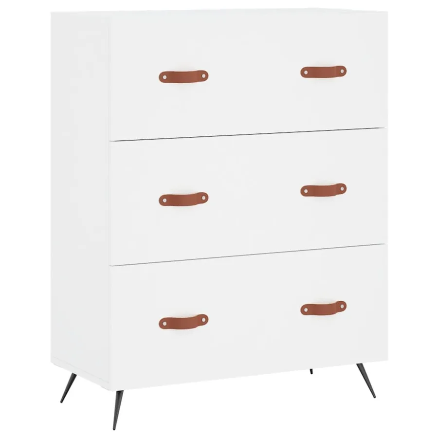 Buffet haut Blanc 69,5x34x180 cm Bois d'ingénierie - 6