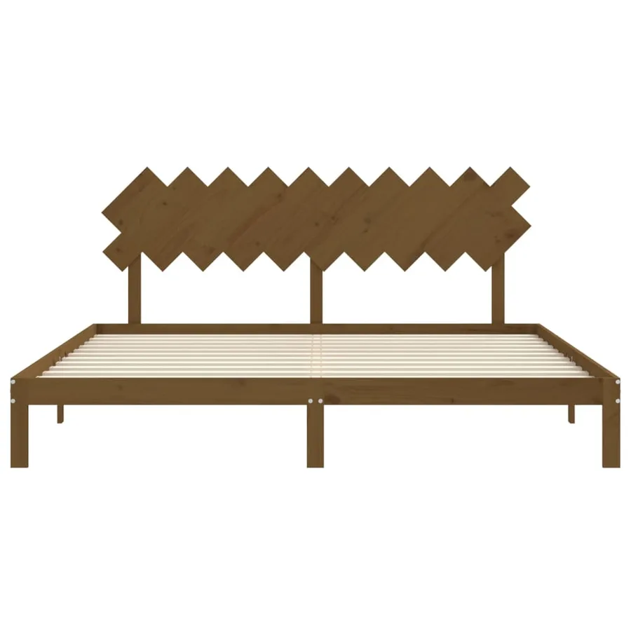 Cadre de lit sans matelas marron miel 200x200cm bois pin massif - 6