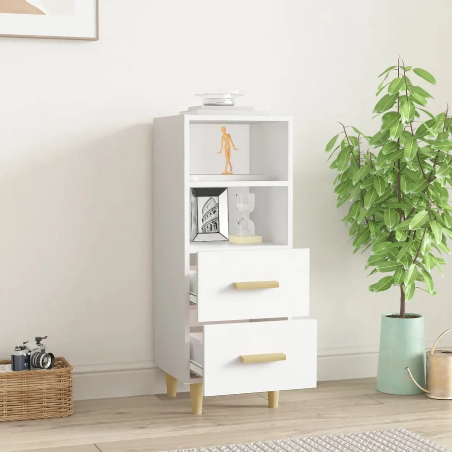 Buffet Blanc 34,5x34x90 cm Bois d'ingénierie - 3