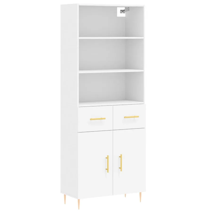 Buffet haut Blanc 69,5x34x180 cm Bois d'ingénierie - 2