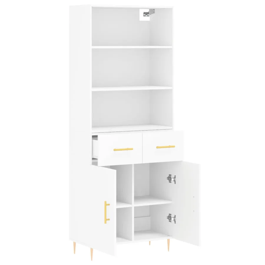 Buffet haut Blanc 69,5x34x180 cm Bois d'ingénierie - 4