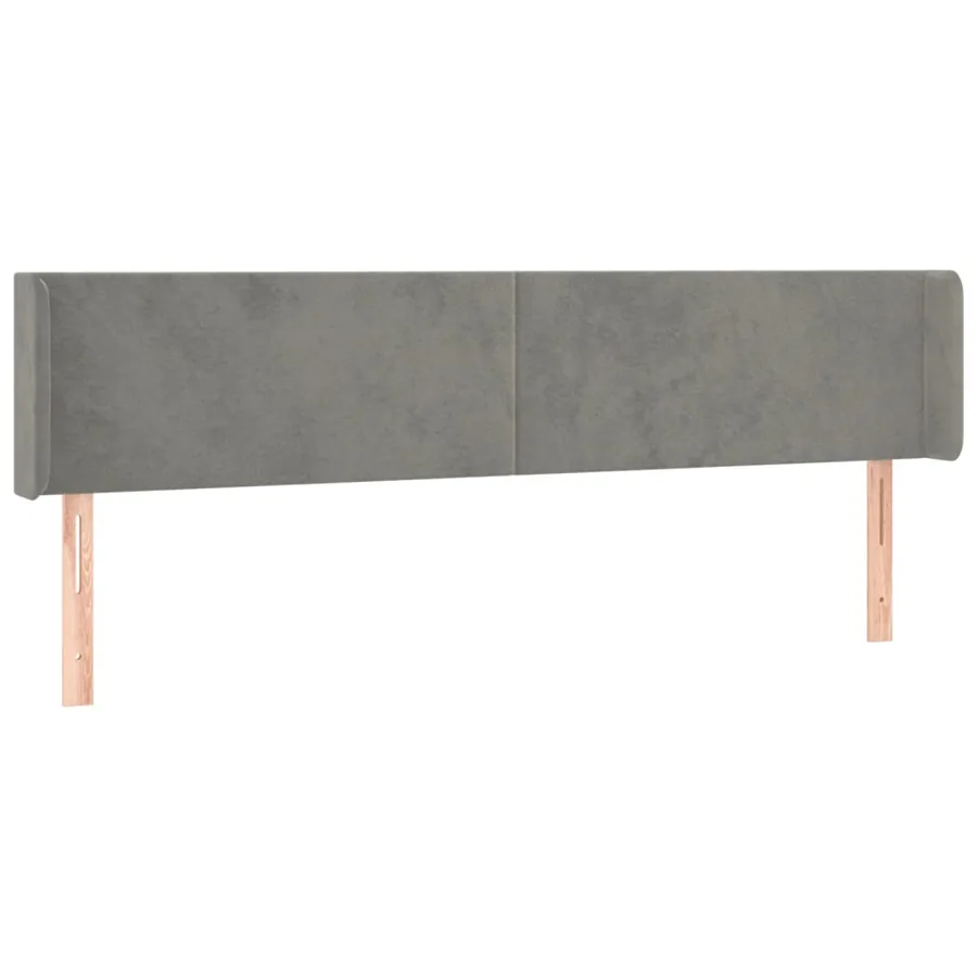 Tête de lit avec oreilles Gris clair 163x16x78/88 cm Velours - 2