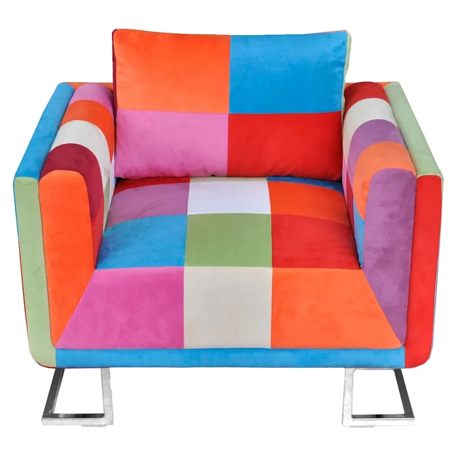 Fauteuil cube avec design de patchwork Chrome Tissu - 3