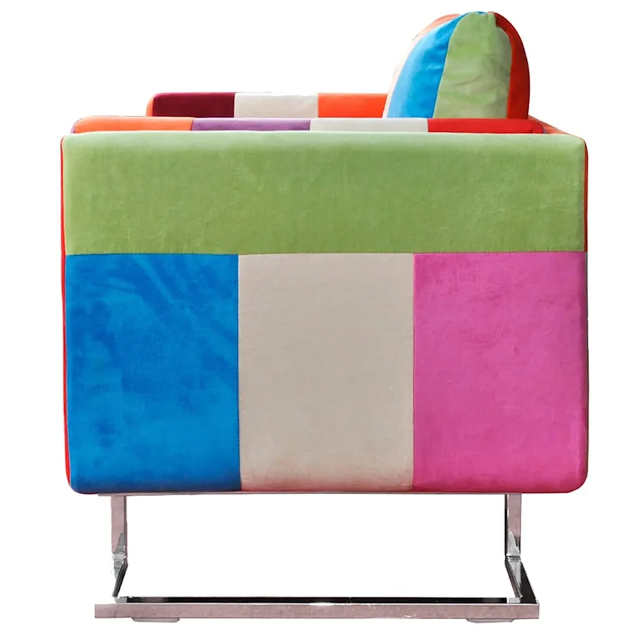 Fauteuil cube avec design de patchwork Chrome Tissu - 4