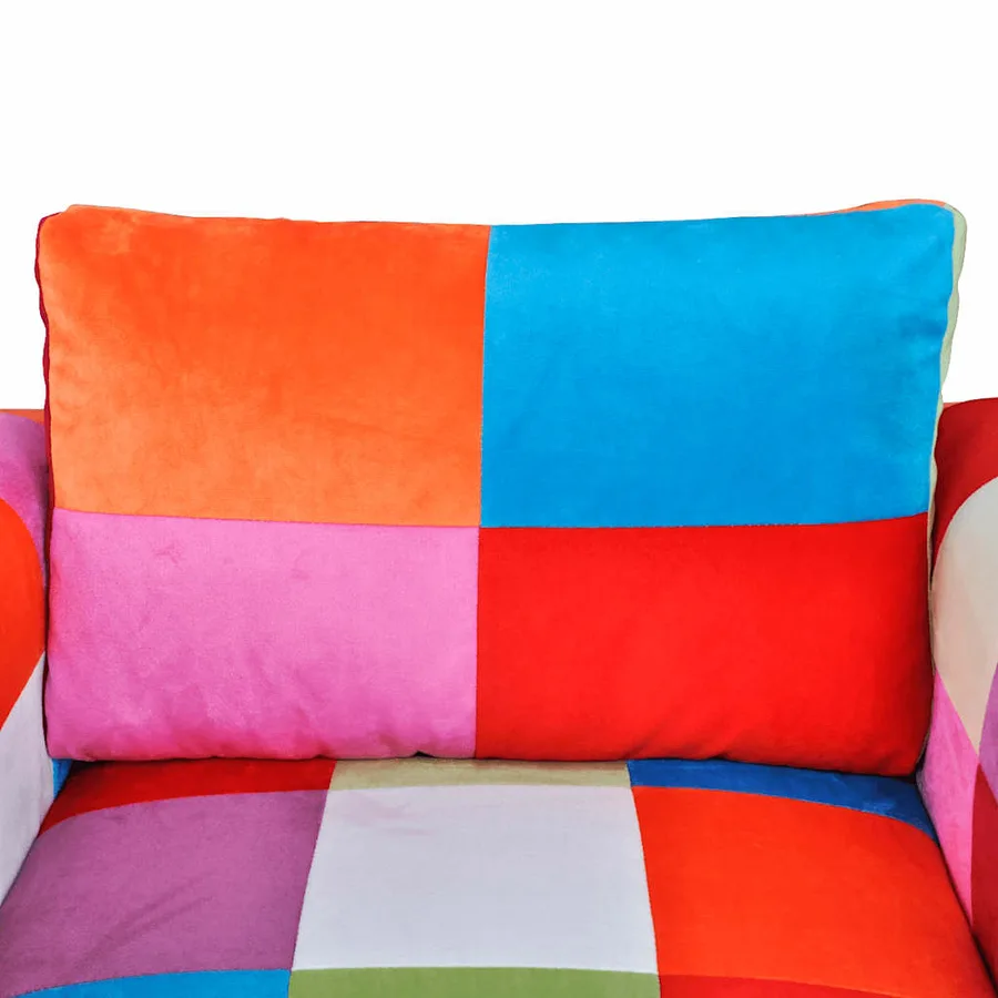 Fauteuil cube avec design de patchwork Chrome Tissu - 7