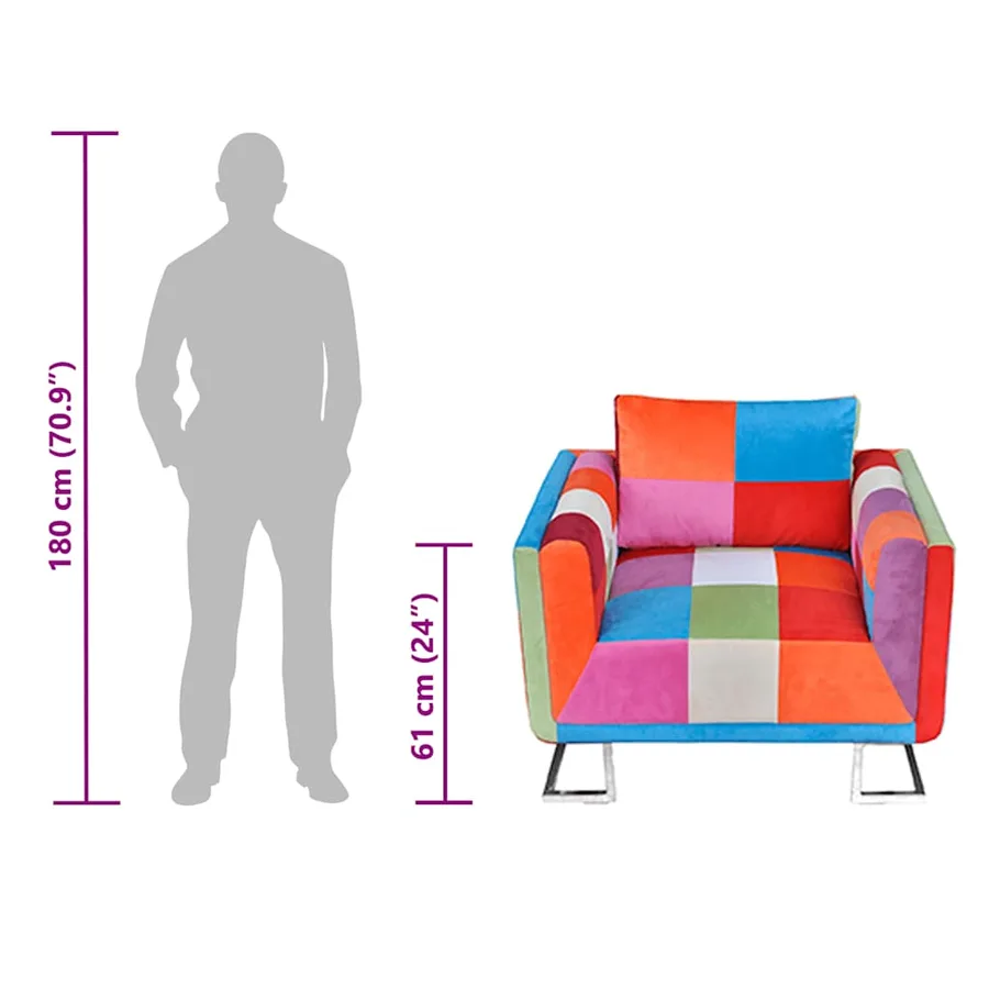 Fauteuil cube avec design de patchwork Chrome Tissu - 9