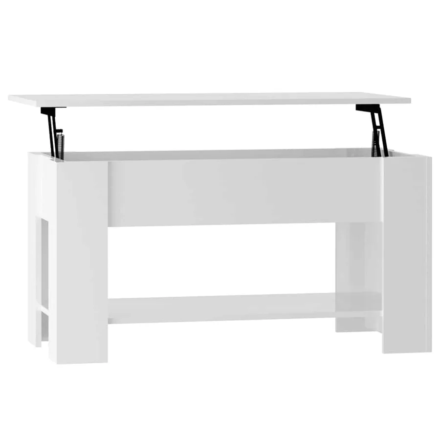 Table basse blanc brillant 101x49x52 cm bois d'ingénierie - 2