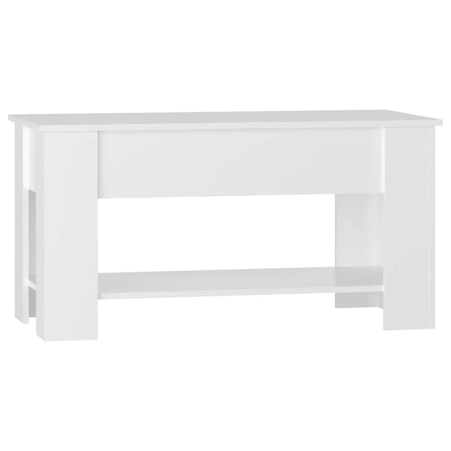 Table basse blanc brillant 101x49x52 cm bois d'ingénierie - 5