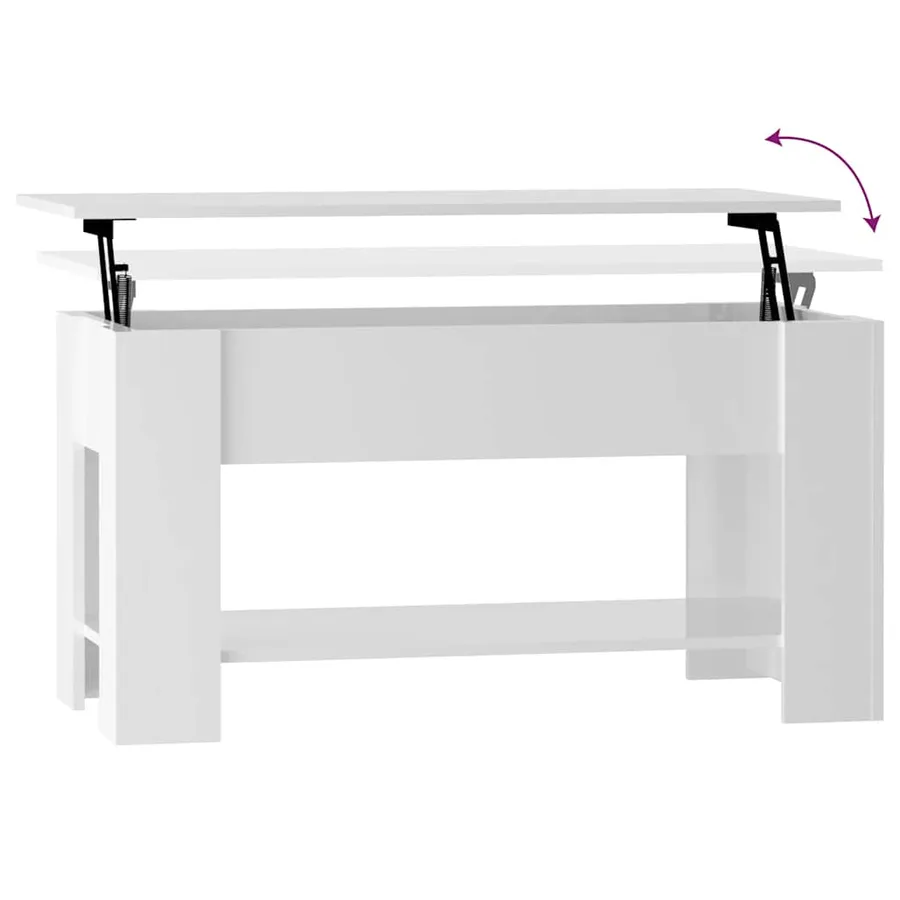Table basse blanc brillant 101x49x52 cm bois d'ingénierie - 7