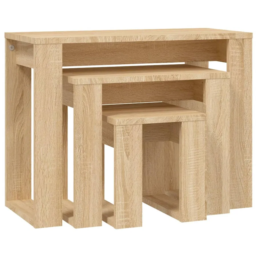 Tables gigognes 3 pcs Chêne sonoma Bois d'ingénierie - 2