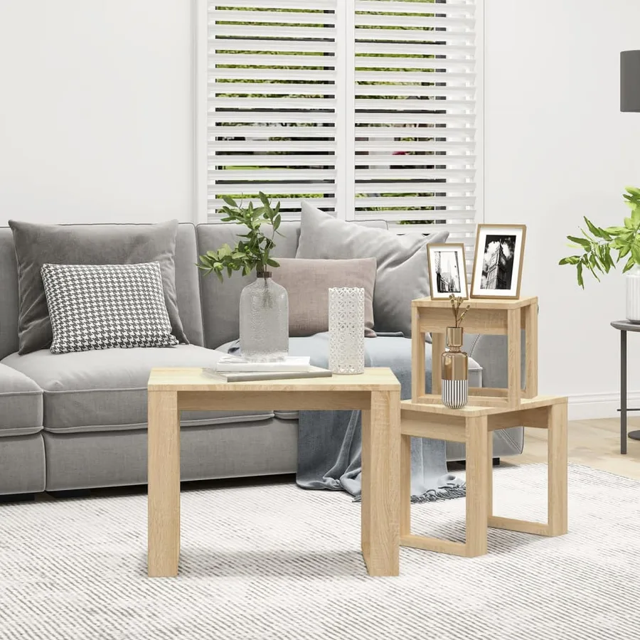 Tables gigognes 3 pcs Chêne sonoma Bois d'ingénierie - 3
