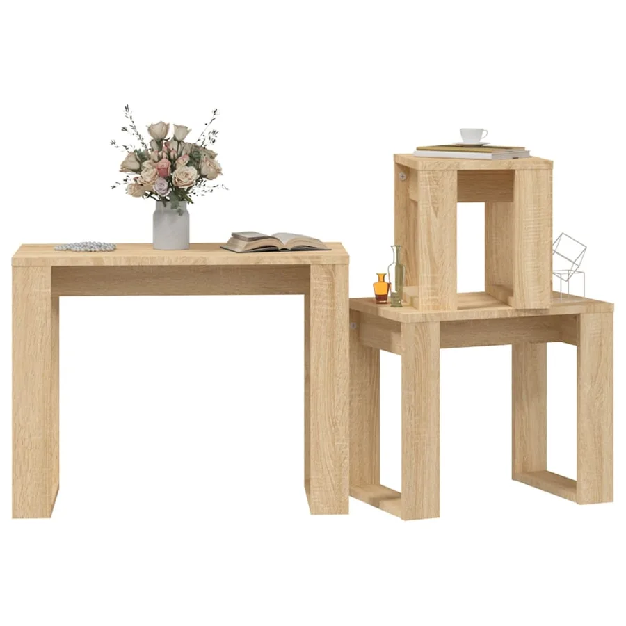 Tables gigognes 3 pcs Chêne sonoma Bois d'ingénierie - 4