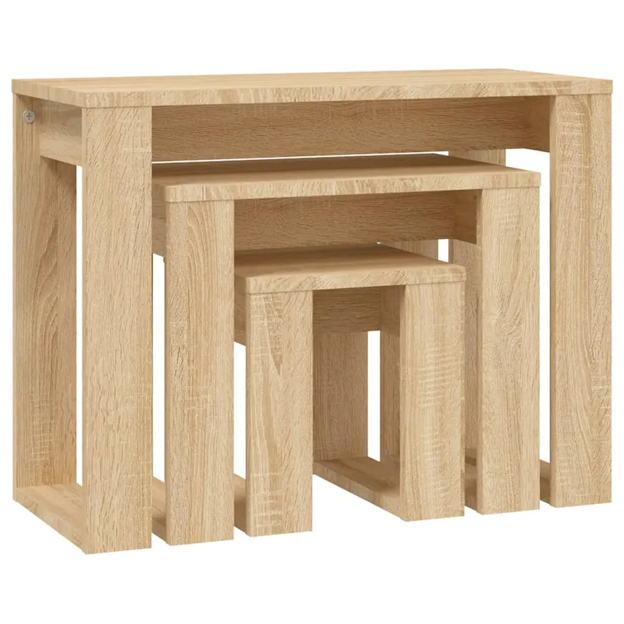 Tables gigognes 3 pcs Chêne sonoma Bois d'ingénierie - 5