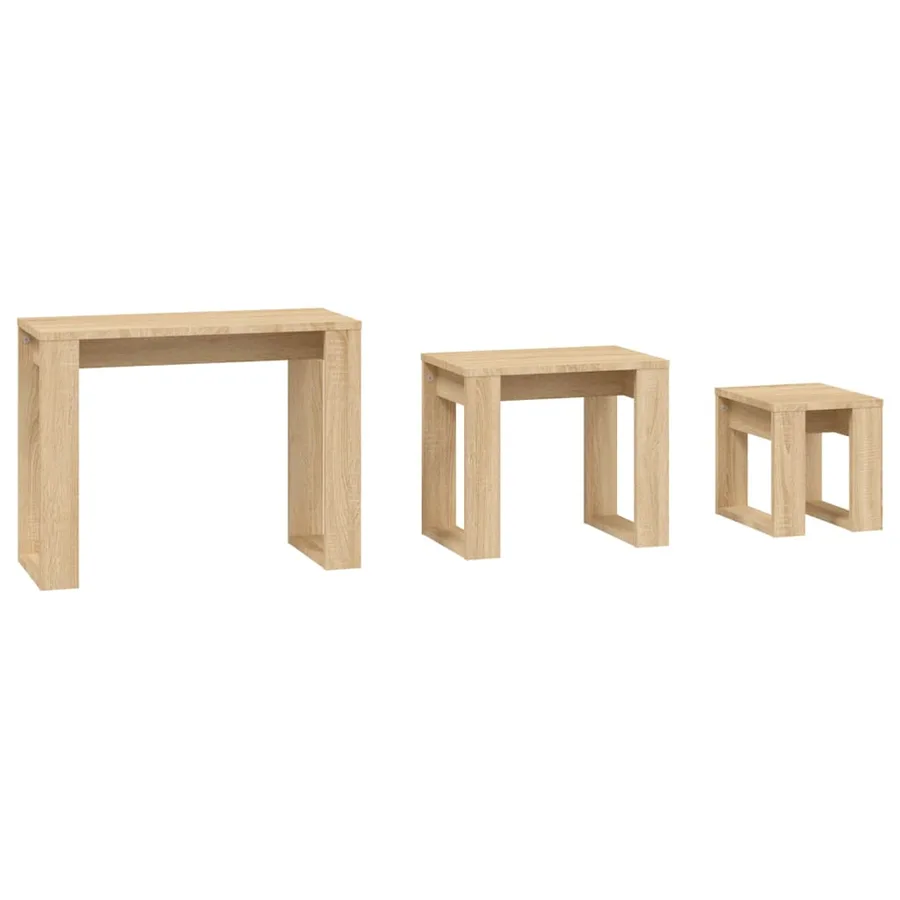 Tables gigognes 3 pcs Chêne sonoma Bois d'ingénierie - 6